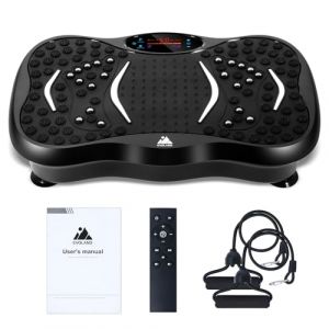 Plateforme vibrante oscillante avec 2 Bandes de r&eacute;sistance, 99 Niveaux d'intensit&eacute;, Haut-Parleur Bluetooth, Appareil d'entra&icirc;nement pour Le renforcement et Le modelage Musculaire-Bleu (Trende-Life, neuf)