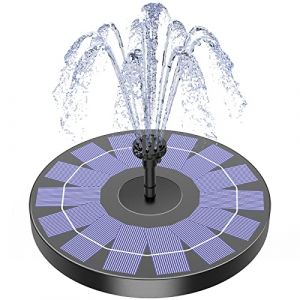 Fontaine solaire à pompe pour bain d'oiseaux avec 6 buses, 2,5 W pou jardin, étang, piscine, aquarium et extérieur(2,5W) (AISITIN Boutique Agréée RV, neuf)