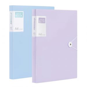 POERMA Lot de 2 porte-vues en polypropylène - Format A4 - 120 pochettes transparentes - Avec pochettes transparentes - Couverture avec étiquette pour écrire - 2 couleurs (POERMA, neuf)
