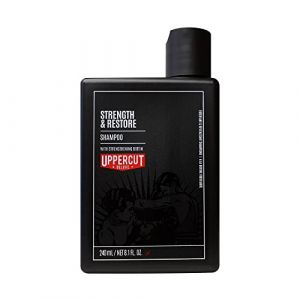 Uppercut Deluxe Shampooing Force et Réparation, Enrichi en Biotine et Caféine pour Favoriser une Croissance Saine, Convient à Tous les Types de Cheveux, Produit Capillaire pour Hommes, 240ml (Solretail LTD, neuf)