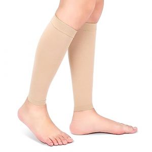 Chaussettes de Compression Mollet, Bas de Compression pour Varices, Molletière Protège23-32 mmHg Classe 2 pour Hommes et Femmes, Ultra Légère, Élastique du Traitement, Varices, Beige, M (Ironcty, neuf)