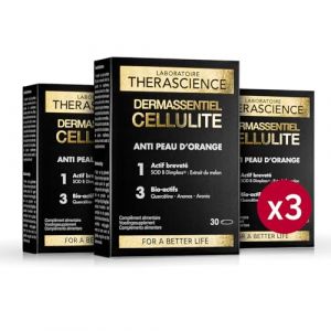 DERMASSENTIEL CELLULITE Lot de 3 | Action anti-capitons| Efficacité cliniquement prouvée | Superoxyde Dismutase de Melon | 3 bioactifs Quercétine Bromélaïne Aronia | 3 * 30 comprimés | THERASCIENCE (Laboratoire Therascience, neuf)