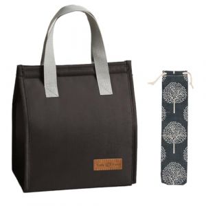 Aiuuee Sac Isotherme Repas, Etanche Lunch Bag Isotherme avec Sac &agrave; Couverts, Glaciere Souple Isotherme pour Homme Femme Enfant Adulte,Petit Lunch Bag pour Travail &Eacute;cole Bureau Pique-Nique(Noir 7.5 L) (WELLBINGDIJSID LIMITED, neuf)