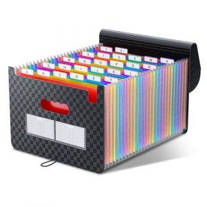 ThinkTex Rangement Papier Administratif/Trieur 26 Compartiments, A4 Trieur Document avec Couvercle, Portable Plastique Valisette Trieur Accordeon, Accordéon Organiseur de Dossiers de Fichiers (ThinkTex EU, neuf)