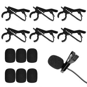 Micro-Cravate à Clip Détachable,6 Pièces Pince Micro Cravate,Pince pour Mini-Microphone,Mini Clip De Microphone Clip,Clip de Microphone avec 6 Mousse de Protection Contre le Vent,Clip de Microphone (Deppr, neuf)