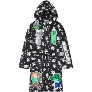 Get Trend Minecraft Robe Enfant et Ado, Robe de Chambre Polaire &agrave; Capuche avec Poches Loungewear Hiver, Id&eacute;e Cadeau Creeper (9-10 Ans, Noir Minecraft) (Get Trend., neuf)