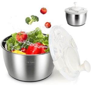 YIK TUNG Essoreuse &agrave; Salade Acier Inoxydable, 4.8L Grande Capacit&eacute; Essoreuse &agrave; Salade, Essoreuse &agrave; Salade avec Fond antid&eacute;rapant, S&eacute;cheuse &agrave; L&eacute;gume avec Couvercle, Facile &agrave; Nettoyer et &agrave; (siweize, neuf)