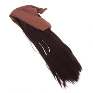 LRXIYODE Perruque Pirate Carnaval Marron avec Foulard Accessoire Cosplay Halloween Homme Femme pour D&eacute;guisement Pirate (XPWU, neuf)