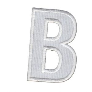 Patch Ecusson Thermocollant Lettre Blanche 3 x 5 cm Lettre B (Filou Face, neuf)