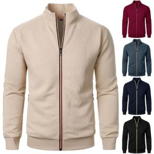 Sweat Homme sans Capuche Couleur Unie Veste Homme Col Montant Cardigan Sweat Zipp&eacute; Automne Hiver Chaud Manteau Blouson Mi Saison Sportswear Bombers Sweatshirts Pull Col Roul&eacute; Demi-Fermeture &Eacute;clair (Sunliney, neuf)