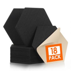 Rdutuok 18 Panneau Acoustique Mural Autocollante,30 x 26 x 1cm Panneaux Acoustiques Hexagonal Auto-Adhésif Pour Studio d'enregistrement,Bureau,Studio et Décoration,Noir (DateGlobal, neuf)