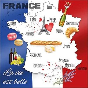 Lot de 20 serviettes en papier Un voyage en France 33 x 33 cm (Malagro Versandhandel - Expédition depuis l'Allema, neuf)
