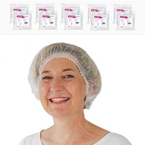 ARNOMED® Charlotte Cheveux Jetable 52 cm Blanc [1000 PIÈCES] - Filet Cheveux Plastique pour OP, Cuisine & Hygiène - Bonnet à Usage Unique - Charlotte Alimentaire de Protection des Cheveux en Tissu (medika69, neuf)