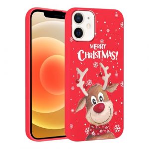 Vxinvnoi No&euml;l Coque pour iPhone 12/iPhone 12 Pro, Etui en Rouge Silicone avec Collection Noel Dessin Anim&eacute; Motif Housse, Antichoc TPU Souple Bumper Protection Case pour iPhone 12 Pro 6,1", Cerf (FORSALOR TRADING, neuf)