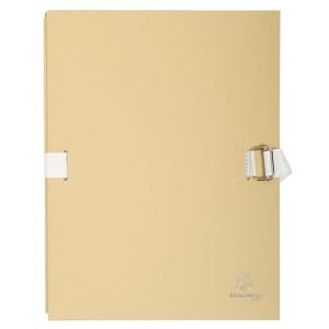 Exacompta - R&eacute;f. 370E - Carton de 10 chemises &agrave; dos extensible en papier toil&eacute; couleur - dos extensible jusqu'&agrave; 13 cm - fermeture par sangle - dim 24 x 32 cm - pour format A4 - couleur mastic (SARL GBE, neuf)