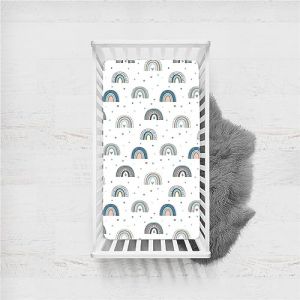 Odot Drap Housse pour Lit de B&eacute;b&eacute;, Draps Housses Enfants Respirant Douce Extensible Prot&egrave;ge Matelas pour Fille et Gar&ccedil;on, Lit B&eacute;b&eacute;, Berceau, Lit Parapluie (140x70cm,joli arc-en-ciel 6) (Odot, neuf)