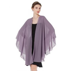BEAUTELICATE Femme Étole Châle Elégant Foulard Boléro Cape en Mousseline de Soie Pour Robe de Soirée Mariage Mariée Cérémonie(Mauve Brume, Taille Unique) (BEAUTELICATE-FR, neuf)