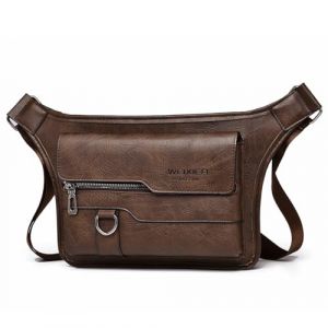 A-QMZL Sacoche Bandouli&egrave;re Cuir Sacoche Homme Sacs &agrave; Bandouli&egrave;re Vintage Shoulder Bag Crossbody Business Cartable Besace Pochette Sacs &agrave; main pour Voyage, Randonn&eacute;e et Travailler (Brun fonc&eacute;) (QIMEI-EU, neuf)
