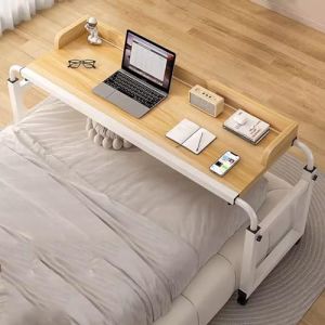 ZHFASDS Bureau De Chevet Mobile pour Ordinateur Portable，Bureau RéGlable en Hauteur Et en Longueur Bureau à roulettes avec roulettes Table MéDicale Multifonctionnel Poste De(Color:Bois) (E njoy Life Shop, neuf)