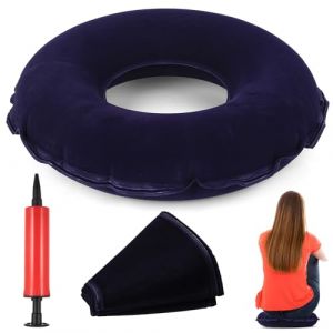 NPSPVOK 1 PcsCoussin Coccyx, Coussin de Si&egrave;ge Gonflable, Coussin Bou&eacute;e Coccyx AdulteCoussin Donut pour H&eacute;morro&iuml;des, Apr&egrave;s Chirurgie, avec Pompe (Bleu) (pingxiangshitaiheyuemaoyiyouxiangongsi, neuf)