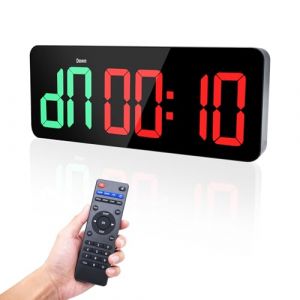 Ousmile Timer Sport, Minuteur Fitness 3" Grand Ecran Time, 12/24 Heures Horloge Murale Num&eacute;rique LED, Chronom&egrave;tre avec T&eacute;l&eacute;commande, Minuteur d'intervalle, Time pour Salle de Sport Garage &agrave; Domicile (YiZhi Sports, neuf)