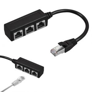 Repartiteur Cable Ethernet Rj45,Repartiteur rj45 1 M&acirc;le vers 3 Femelles,LAN Port Double R&eacute;partiteur Rj45,Double Prise RJ45 Port R&eacute;seau Local,Doubleur RJ45 pour Ethernet Cat5,Cat5e, Cat6 (AMAAL ABD LIMITED, neuf)