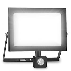 bapro 100W 10000LM Projecteur LED Detecteur Mouvement Exterieur Projecteur LED Exterieur Eclairage Exterieur Avec Detecteur 3500K Blanc Chaud Phares Pour Chantier, Aire de Jeux, Terrain de Basket (NATUR, neuf)