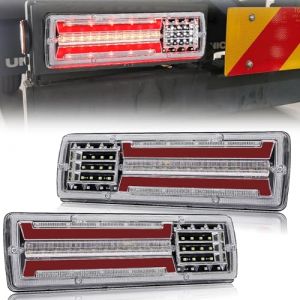 Biqing 2PCS Feu de Arriere Remorque LED, Multifonctionnel Feux Remorque LED 24V Feux Stop, Feux Position,Clignotant,Feu de Recul pour Camion Van,RV,Caravane,Tracteur (YuanGu, neuf)