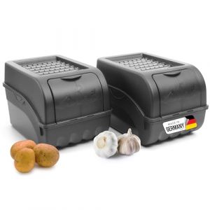 Novaliv Boîte de rangement pour pommes de terre | 2 x 5 l | Gris anthracite | Boîte à oignons | Boîte à légumes empilable pour pommes de terre, oignons, pommes de terre, fruits, pommes de terre (AMP GmbH, neuf)
