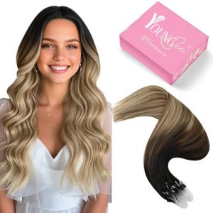 YoungSee Extension Cheveux Micro Ring Ombre 16 Pouces 40 cm Extension a Froid Cheveux Naturel Ring Ombre Brun avec Blond Extension à Froid Cheveux Balayage Extension de Cheveux Anneaux 50Brin/50G (YoungSee Europe, neuf)