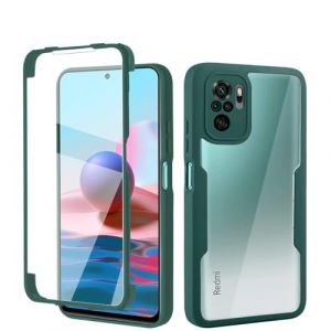 ILING Transparent Coque pour Xiaomi Redmi Note 10 4G/Redmi Note 10S/POCO M5s, 360&deg; Int&eacute;grale Protection Mode Tr&egrave;s Mince Antichoc &Eacute;tui avec L'&eacute;cran Int&eacute;gr&eacute;, Dur PC + Silicone TPU Bumper Housse (Vert) (Wanten, neuf)