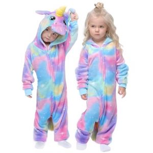 GEEKEO Enfants Licorne Onesie Pyjama Combinaison, Licorne Cosplay Costumes &agrave; Capuche V&ecirc;tements de Nuit Grenouill&egrave;re Licorne Fantaisie Dress Up pour Carnival Halloween D&eacute;guisement (CHENYIXINYI, neuf)