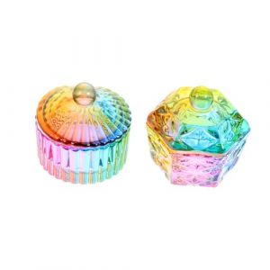 VICASKY 2pi&egrave;ces Bol pour Nail Art avec Couvercle Pot pour Godet pour Liquide pour Ongles Verre (Micanties, neuf)