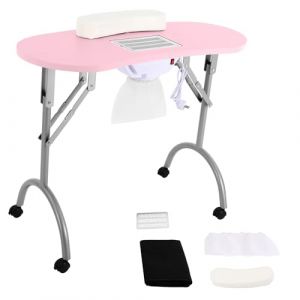 Table à ongles avec aspiration, 5,5 W, pliable, avec roulettes, aspirateur à ongles mobile avec 3 sacs d'aspirateur et sac de transport pour salons de manucure, salons de beauté, maisons, jusqu'à 30 (DHQCQL, neuf)