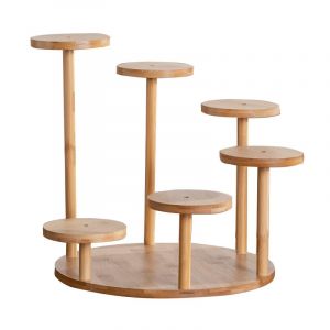 JUMRHFAN Petit support de plantes en bois, &eacute;tag&egrave;re &agrave; plantes pour rebord de fen&ecirc;tre, support de plantes rond pour table, support de plante pour bureau, chambre &agrave; coucher (Style 4) (JUMINEUK, neuf)