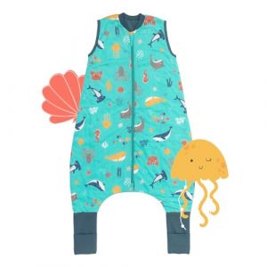 Slumbersac gigoteuse à pieds pour enfant 1.0 Tog 120 cm légère et douce Animaux marins | Turbulette avec ouvertures aux jambes et couvre-pieds antidérapants, taille 120-130 cm, pour été & printemps (Schlummersack, neuf)