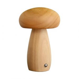 Lampe champignon en bois, veilleuse champignon 3 couleurs à intensité variable avec interrupteur tactile 3 W, lampe de bureau à chargement USB, lampe de chevet pour chambre à coucher, salon (grand (circulads, neuf)