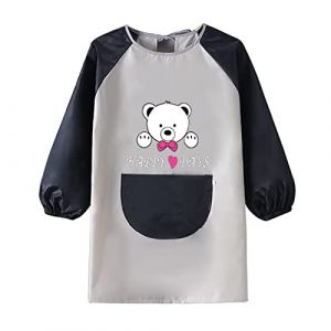 Gwolf tablier peinture enfant 8-12 ans blouse enfant ecole, imperméable et antifouling tablier de peinture - idéal pour la cuisine, la peinture et l'artisanat - blanc et noir tablier enfant peinture (linxianaidi, neuf)