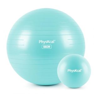 PhysKcal Balles d'exercices Fitness 55cm Bleu avec de 23cm Ballon de Pilates Set, Anti-d&eacute;rapant Yoga Ball, Swiss Ball, Ballon de Gymnastique, Balle d'&eacute;quilibre avec Pompe Rapide (Balmin Inc., neuf)