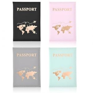 Fysaran Lot de 4 &eacute;tuis de passeport en polyur&eacute;thane pour cartes de cr&eacute;dit, cartes d'identit&eacute;, documents de voyage, organiseur de voyage (daxixiaodiang, neuf)