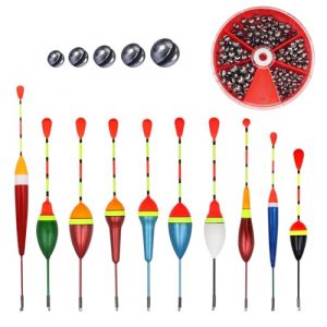 LOREC 10 Pcs Flotteur Peche au Coup Flotteurs de P&ecirc;che Haute Sensibilit&eacute; Flotteurs pour P&ecirc;che Flotteur Truite Flotteur de P&ecirc;che avec 100 Pcs Plomb Peche pour Poissons Communs Anguilles Truites (TENG-store, neuf)