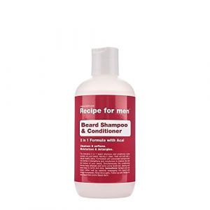 RECIPE FOR MEN Beard Shampoo and Conditioner 2-in-1 - Nettoie, adoucit, démêle avec des antioxydants d'acai berry, fabriqué en Suède, 250 ml (Favorite Brands, neuf)