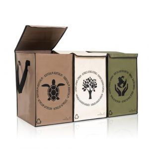 Shiva Green Poubelle Tri S&eacute;lectif &ndash; 3 Bacs avec Sac et Couvercle &ndash; Plastique, Verre, Papier (Shhiva., neuf)