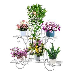 CarolynDesign Support de pot de fleurs &agrave; 6 &eacute;tages pour int&eacute;rieur et ext&eacute;rieur, &eacute;tag&egrave;re pour plantes multiples, support de plantes en m&eacute;tal noir pour terrasse (Carolyntrade, neuf)