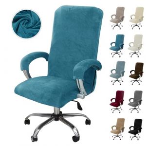 Alishomtll Housse de chaise de bureau avec accoudoirs extensibles en velours - Housse de fauteuil de jeu - Housse élastique - Pour chaise de bureau, ordinateur, chaise pivotante (bleu paon, taille XL) (Yingchengda Direct Store, neuf)