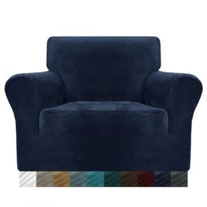 MAXIJIN Housses de Chaise en Velours pour fauteuils Housse de canapé Extensible antidérapante 1 Place Chiens Salon 1 pièce Housse de Protection pour canapé (1 Place, Bleu Marine) (MAXIJIN EUSHOP, neuf)
