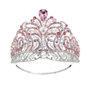 Couronne Couronne diadème Bandeaux de mode Couronn Diadème en strass brillant cercle complet grande couronne réglable fête de mariage grandes couronnes adaptées au diadème de mariage, diadème d'annive (HONGWDAM, neuf)
