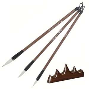 Lahviuu Pinceaux de Calligraphie Chinoise 3 Pcs Pinceau Kanji Pinceaux d'&Eacute;criture de Peinture Chinoise avec Porte stylo pour Etudiants, D&eacute;butants et Artistes (Tinshow, neuf)