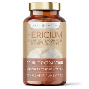 Hericium (Lion&rsquo;s mane/Hydne h&eacute;risson) - 120 Capsules - 50% Polysaccharides / 30% B&ecirc;ta Glucanes - V&eacute;g&eacute;talien - Sans Additifs (120 Capsules - Bouteille) (Time Health, neuf)