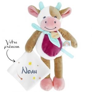 KDO MAGIC - Doudou personnalisé - Personnalisable avec Un prénom - Peluche personnalisée - Cadeau Naissance, garçon, Fille, bébé, Anniversaire (Étoile, Vache) (KDO-MAGIC, neuf)